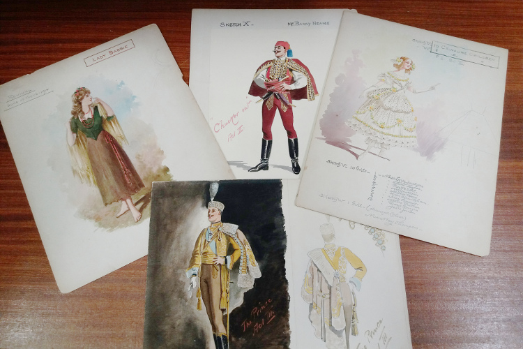 4 sketches from the B.J. Simmons costume design collection